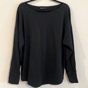 Zara Women's Shirt Large Black Cotton & Demin Whimsigoth Contemporary